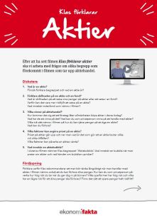 Klas förklarar aktier – lärarhandledning PDF